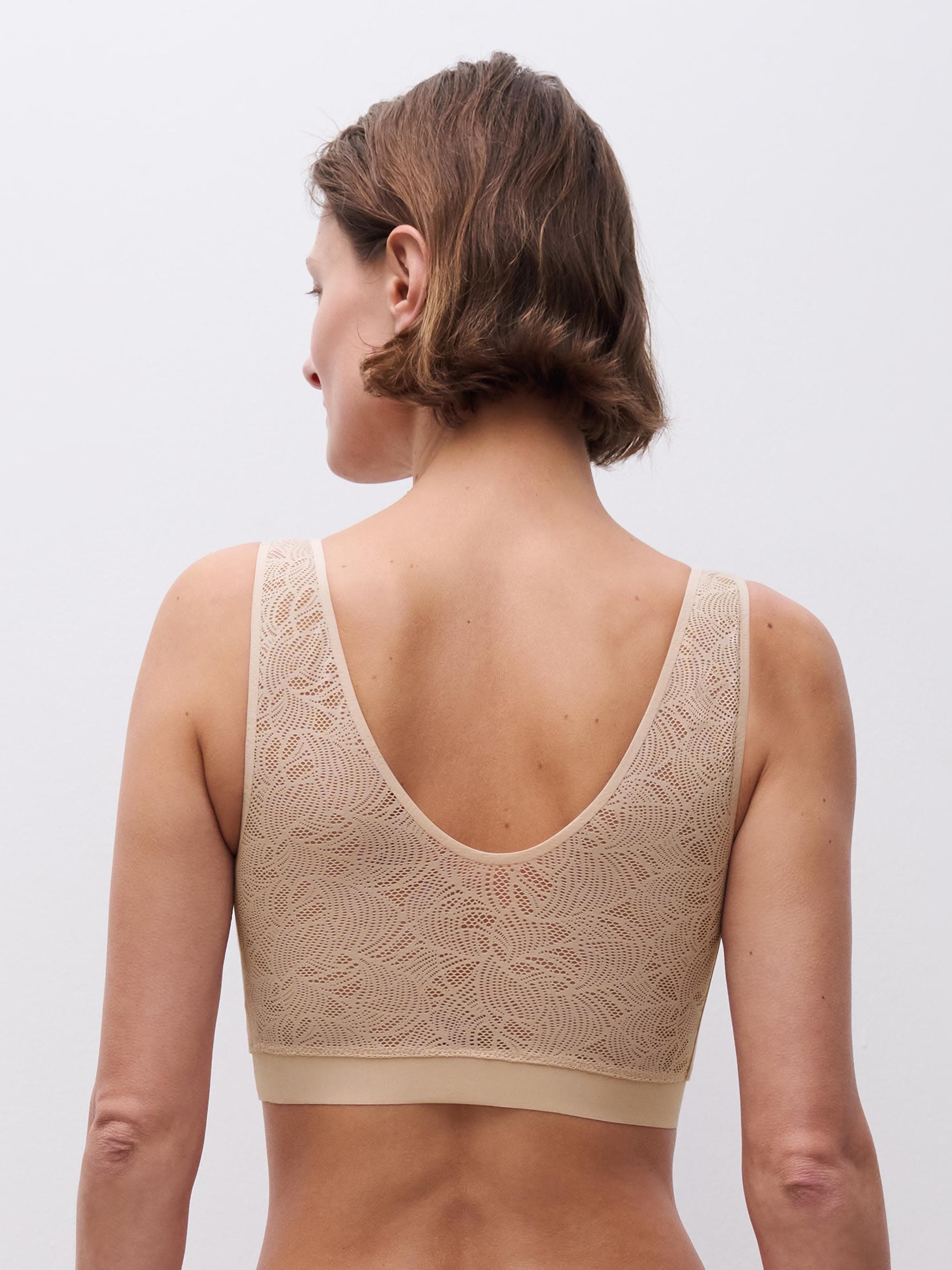 V-neck top kant - Goudkleurig Beige
