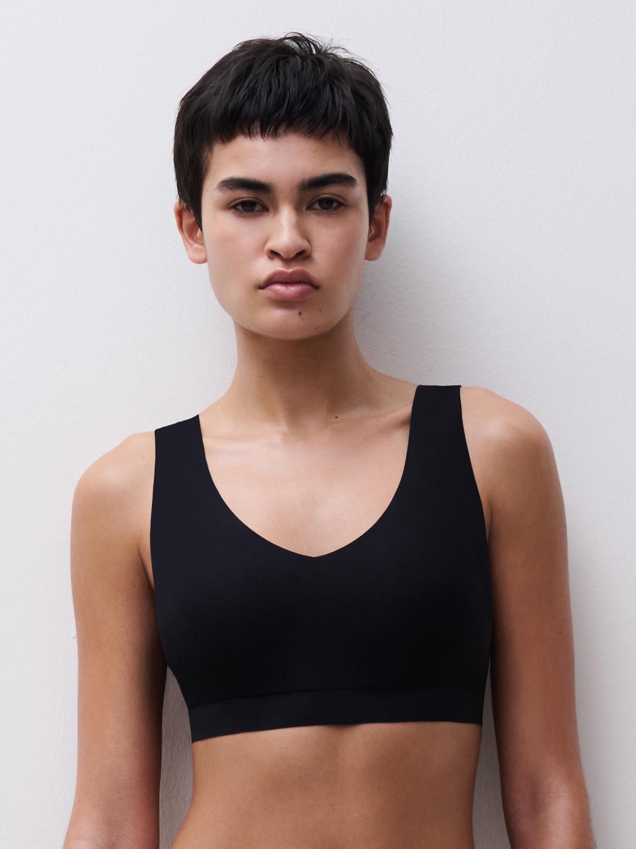 V-neck top - Zwart