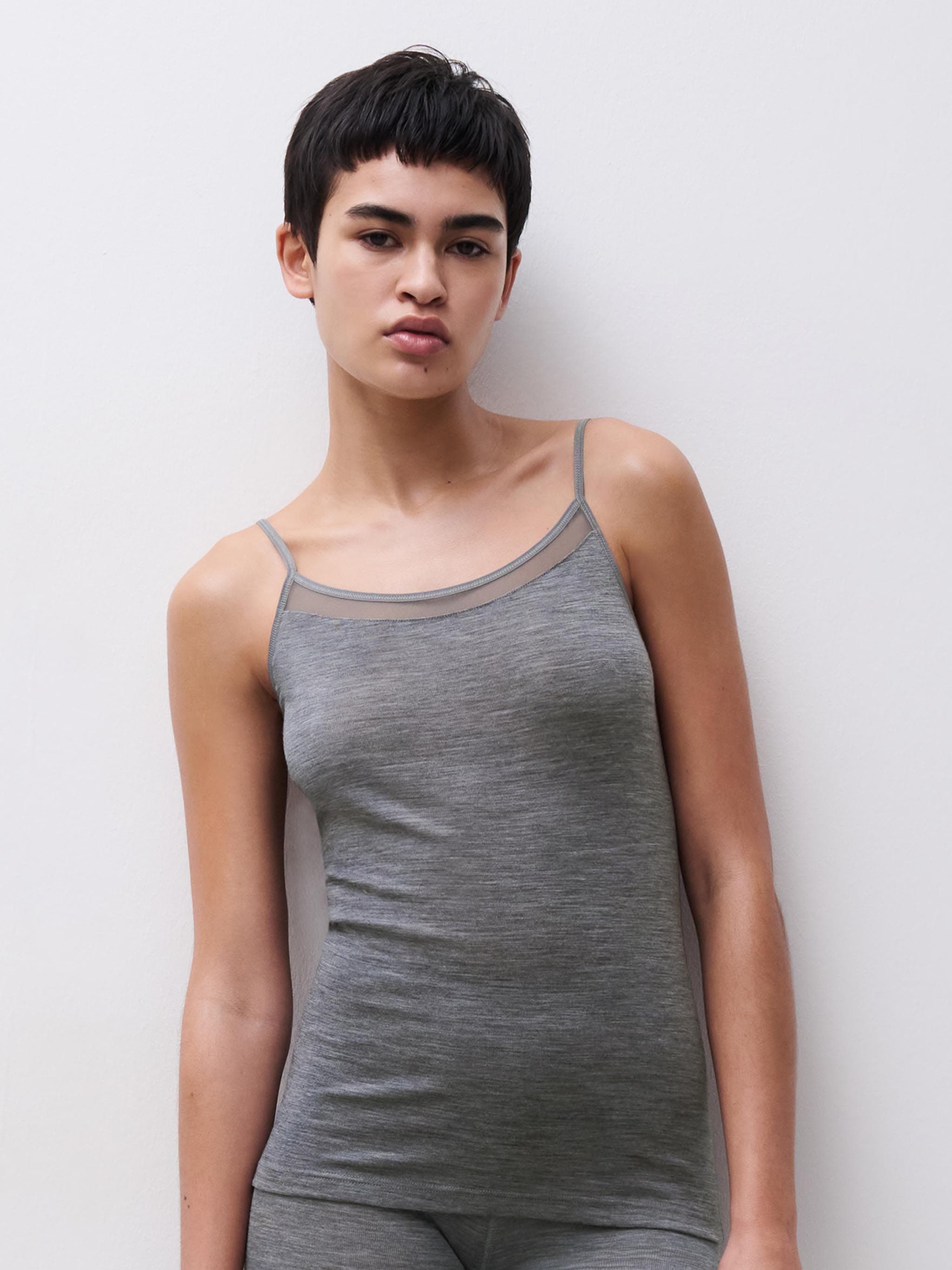Singlet - 100% Merino wol - Heather grey