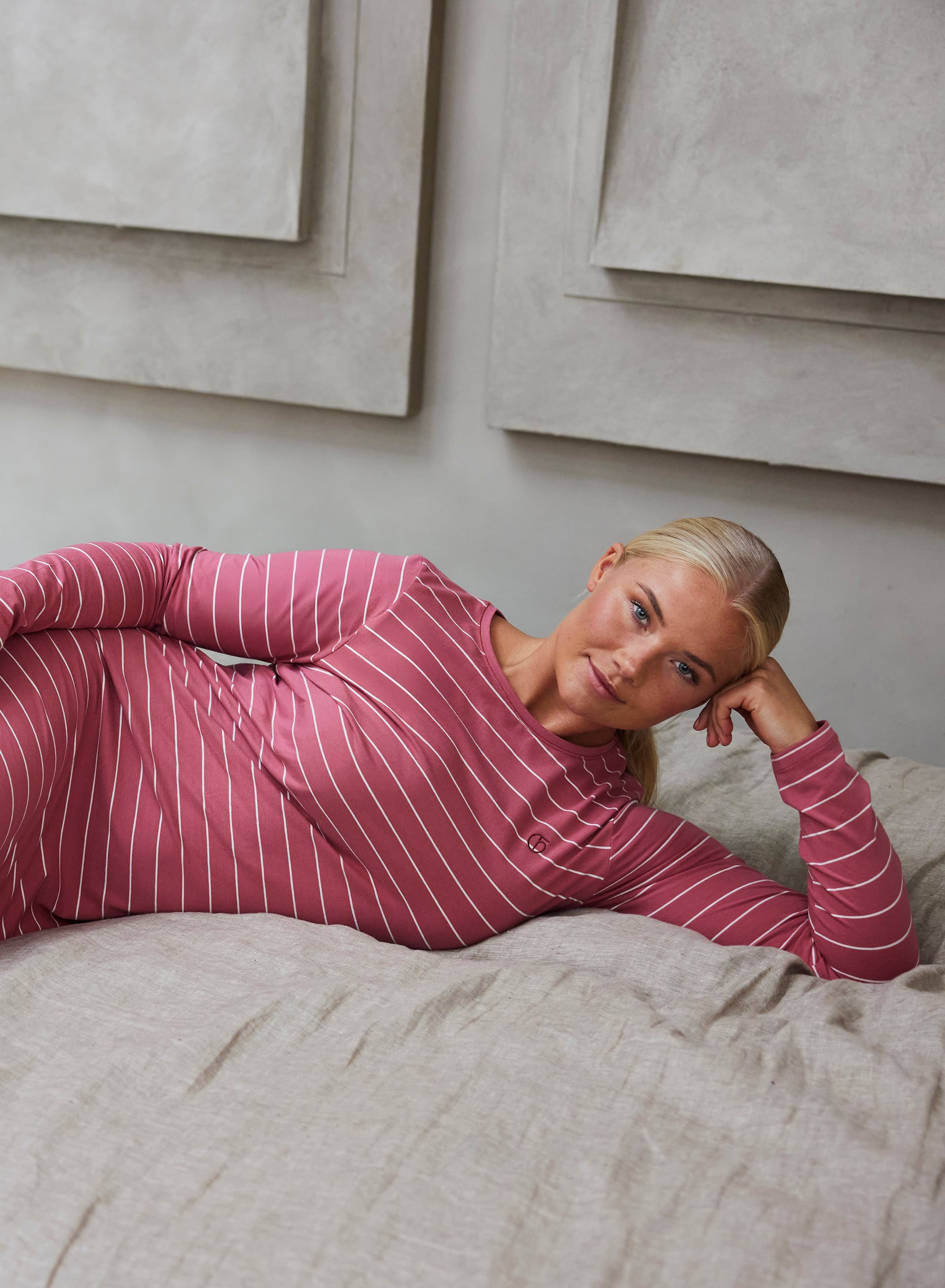 Nachthemd lange mouw - Mauvewood stripe