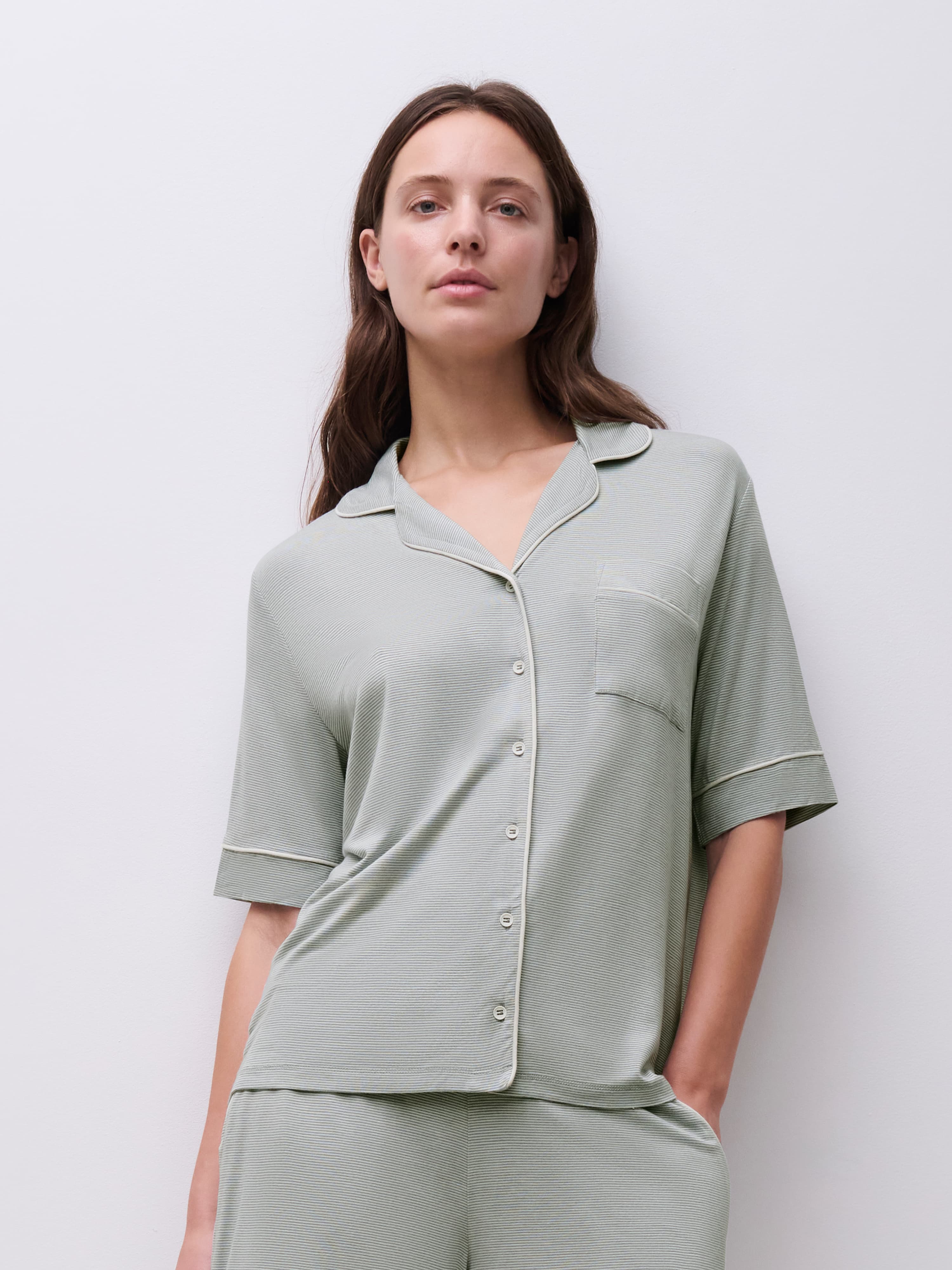 Top korte mouw - Oil blue / Egret