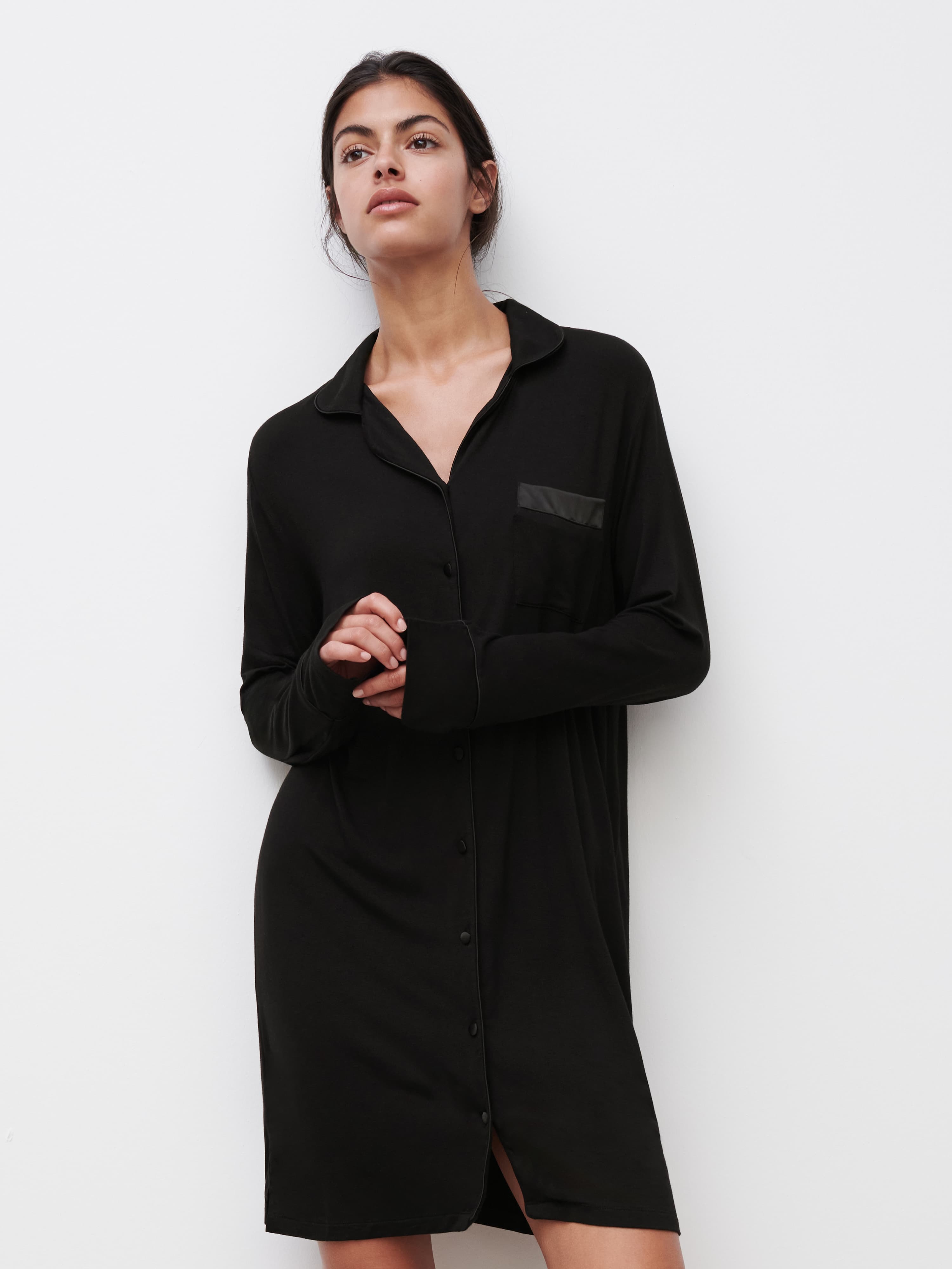 Daisy nightgown ls - Zwart