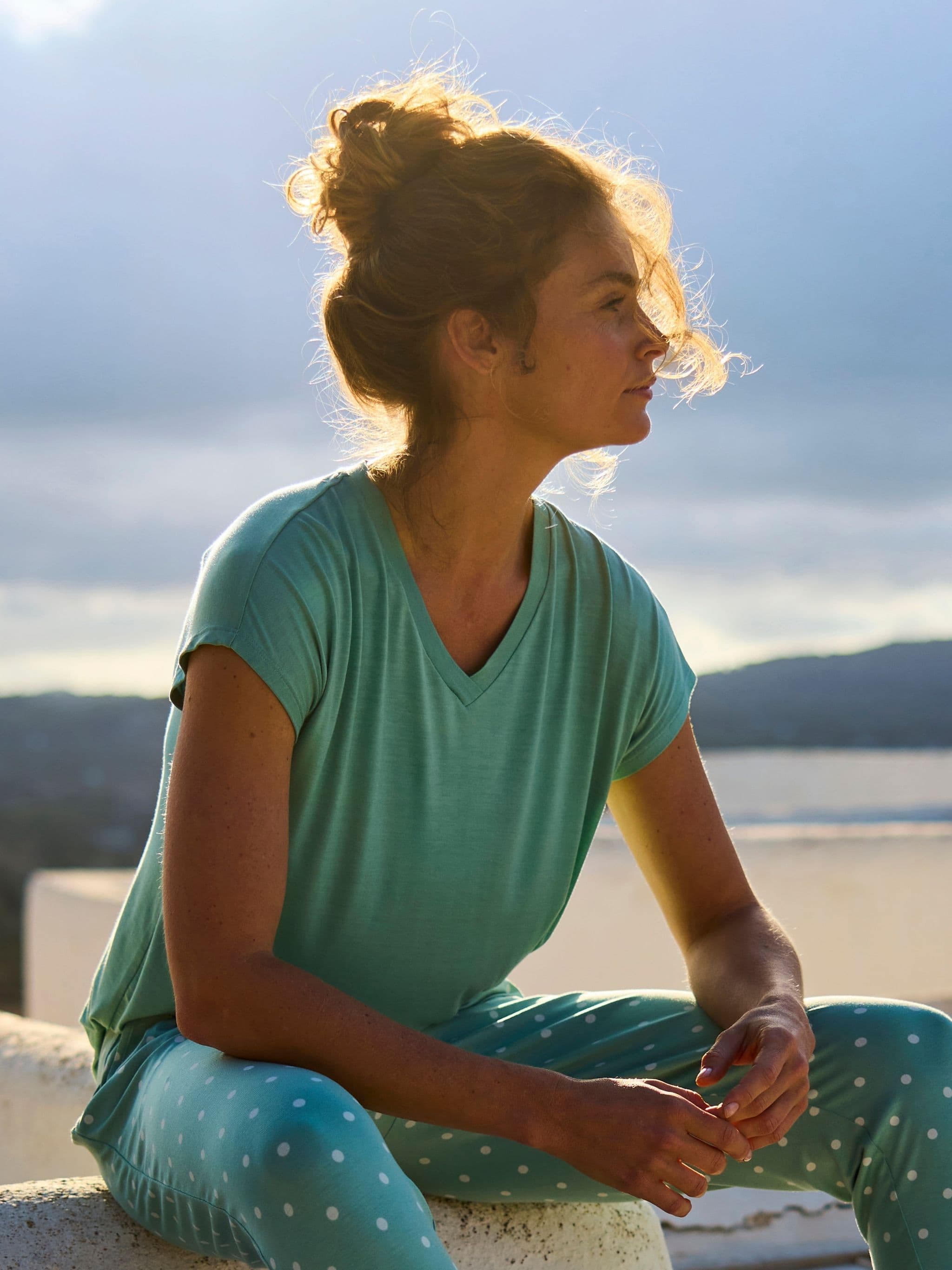 Top korte mouw - Oceaangroen