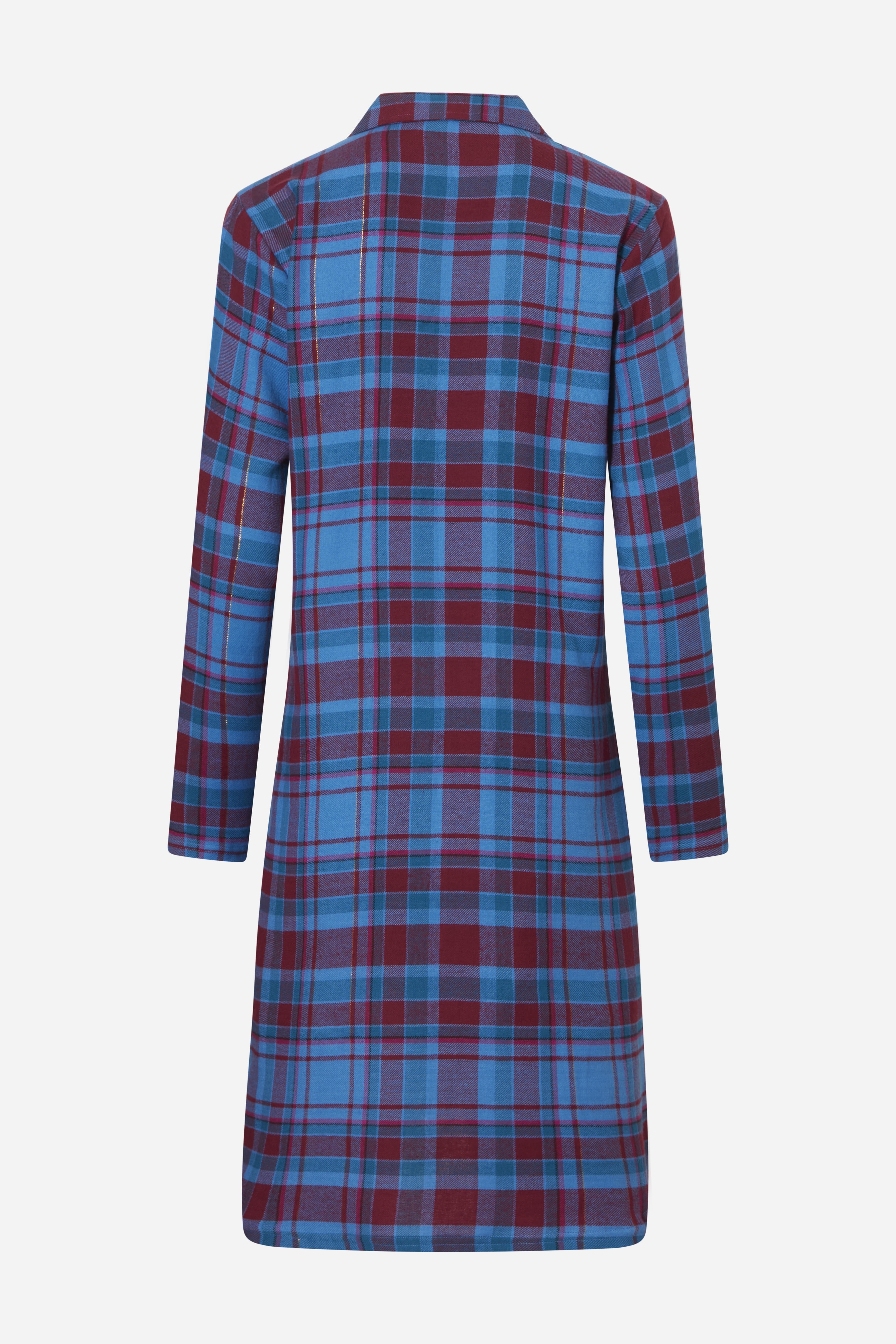 Nachthemd lange mouw - Fuchia Checks