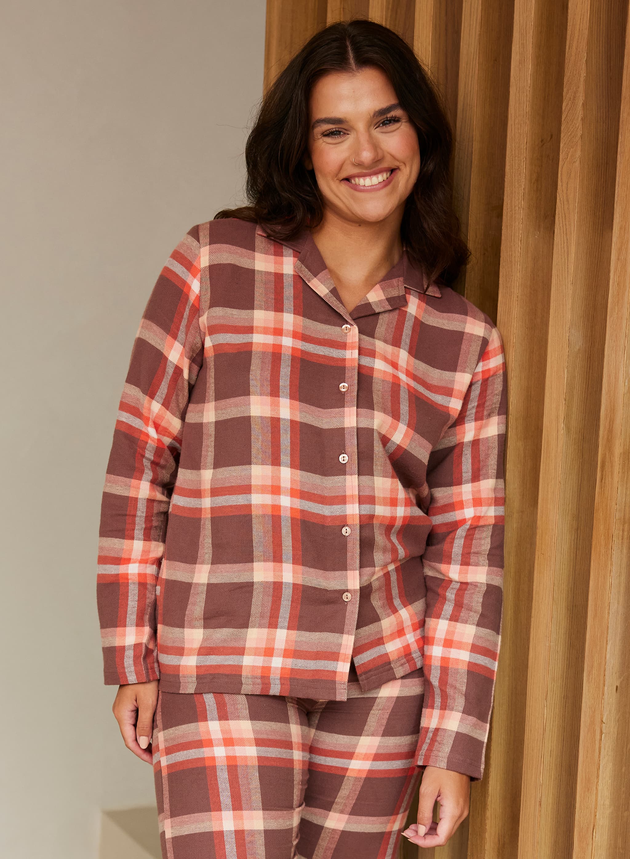 Lucy PY LS - Orange checks
