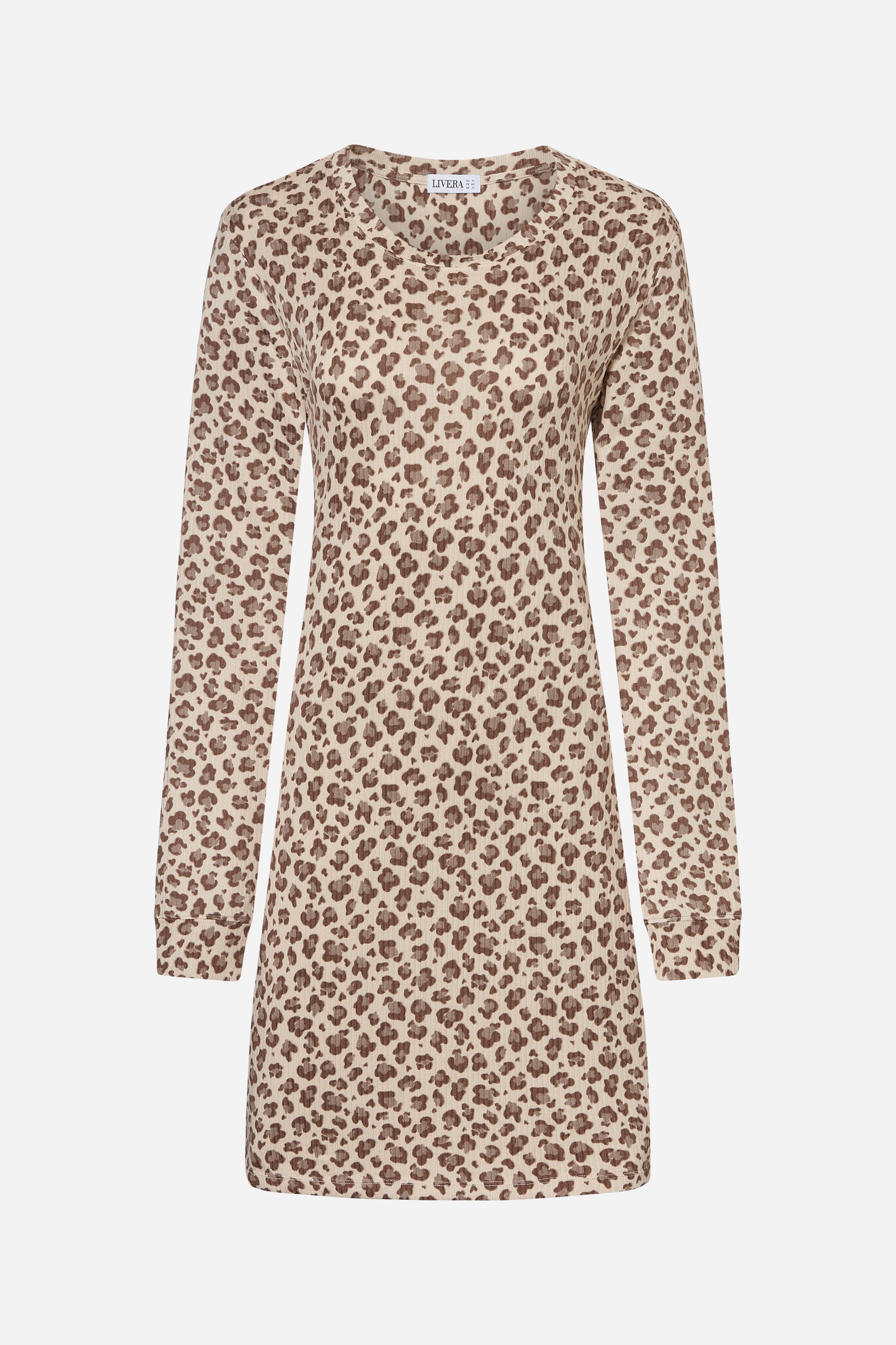 Nachthemd lange mouw - Cream Leopard