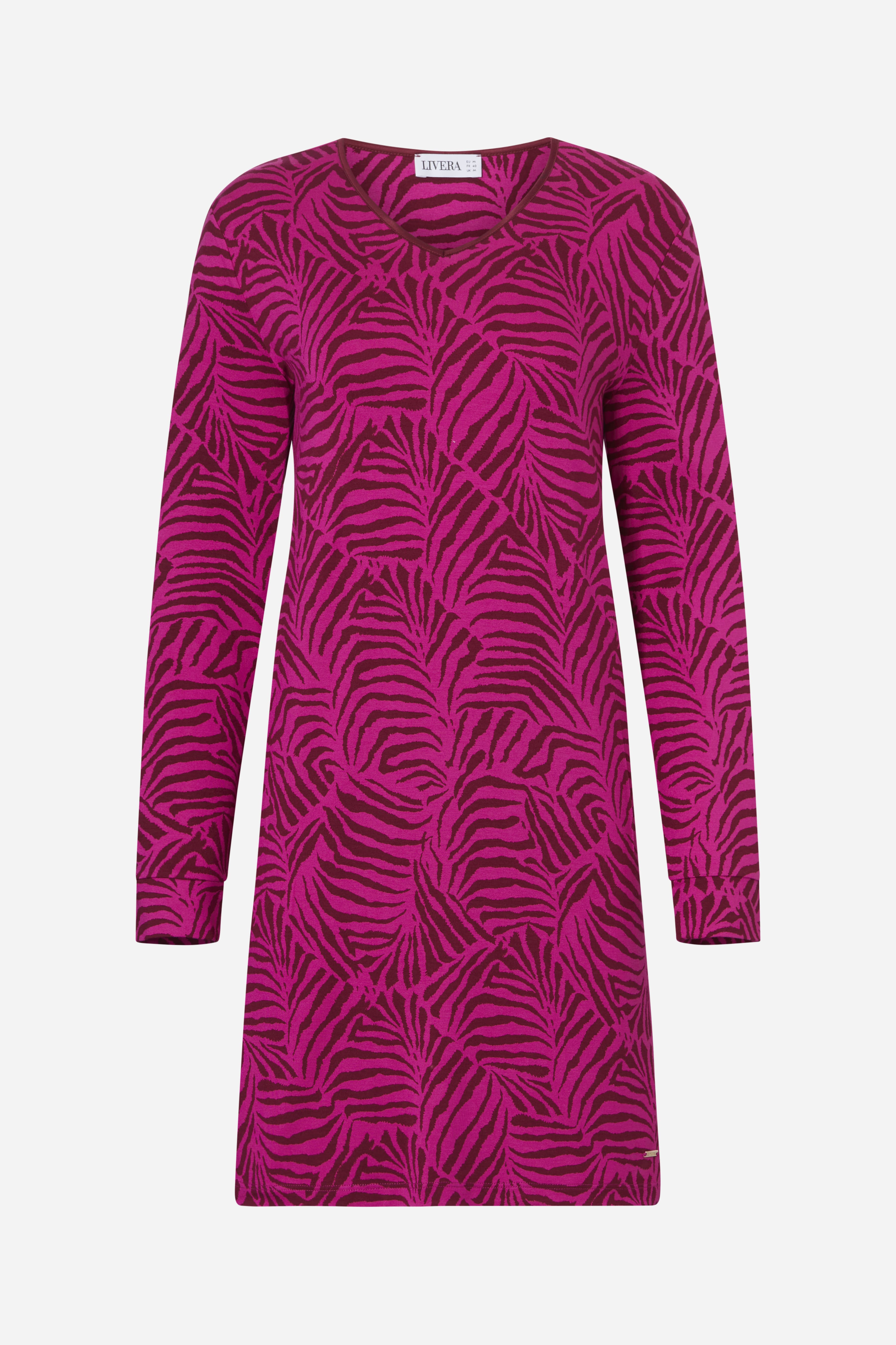 Nachthemd lange mouw - Fuchia Zebra Leaves