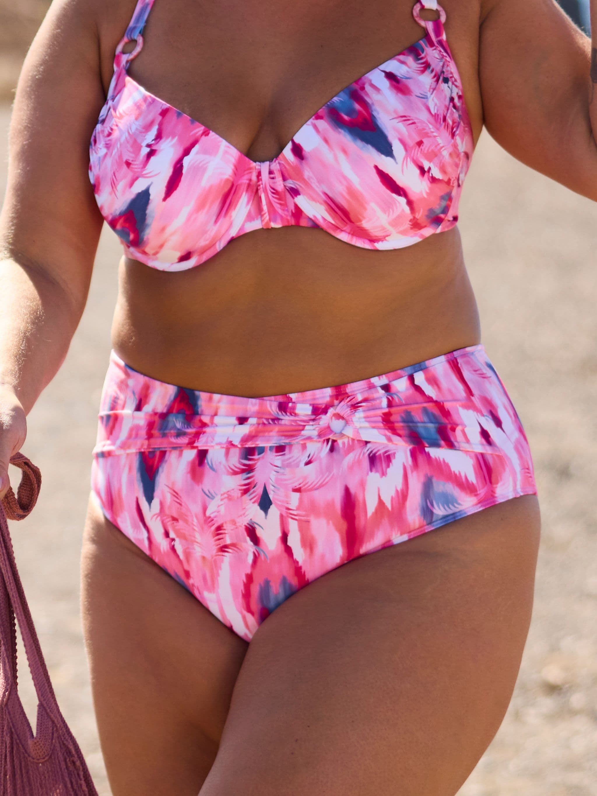 High Waist Bikinibroekje - Ikat palm
