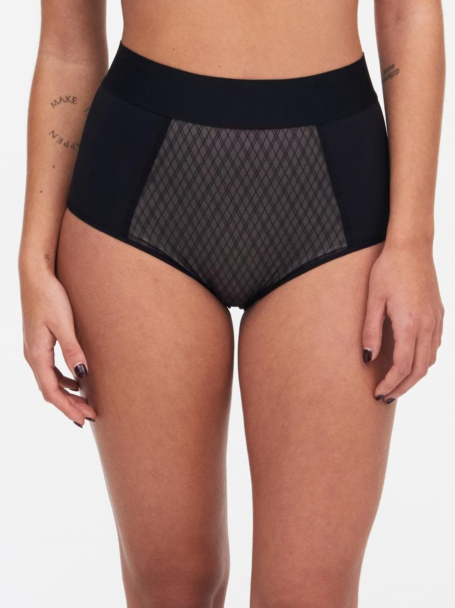 Hoge Taille Slip - Zwart / Beige