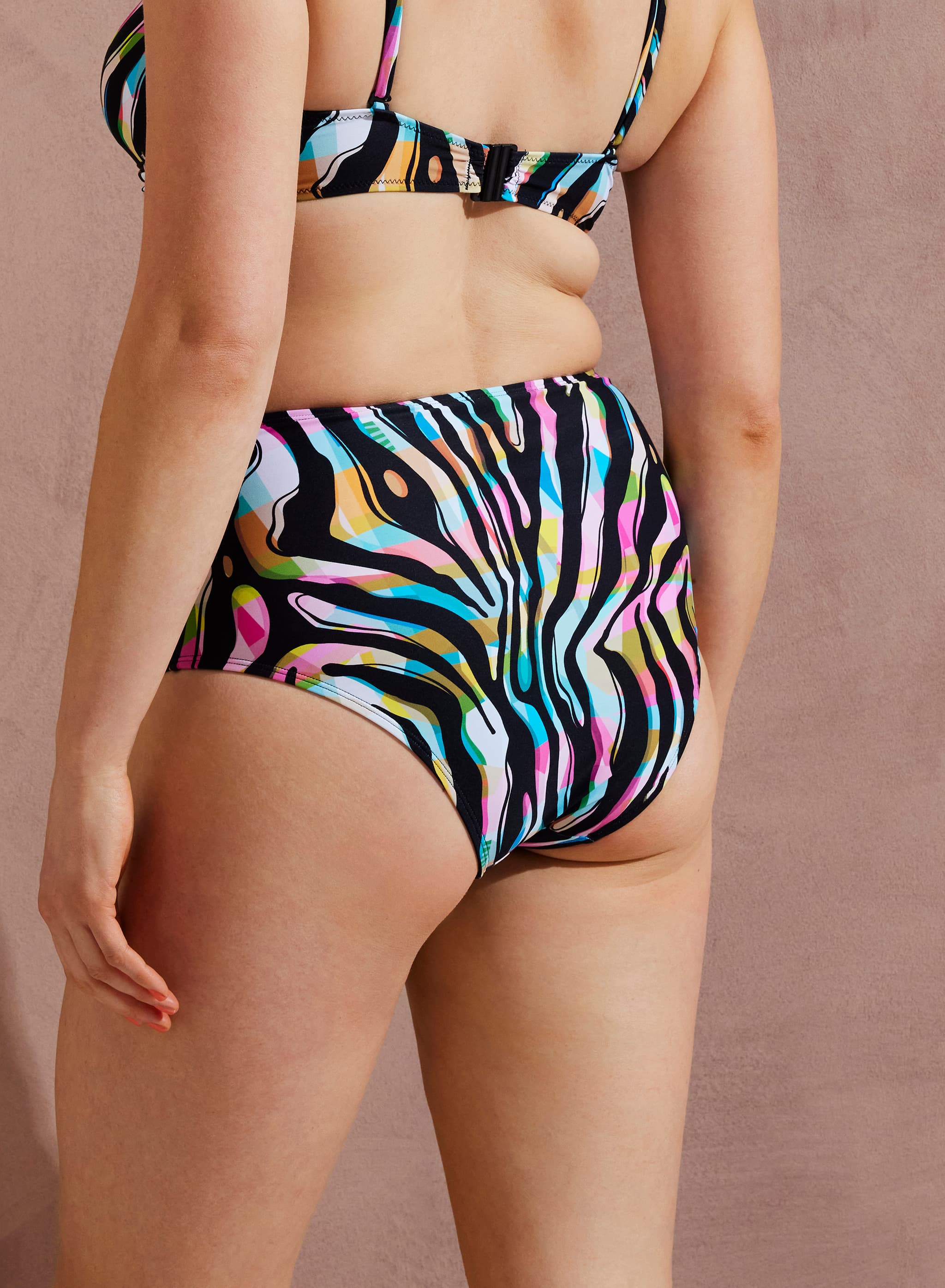 High Waist Bikinibroekje - Colored zebra