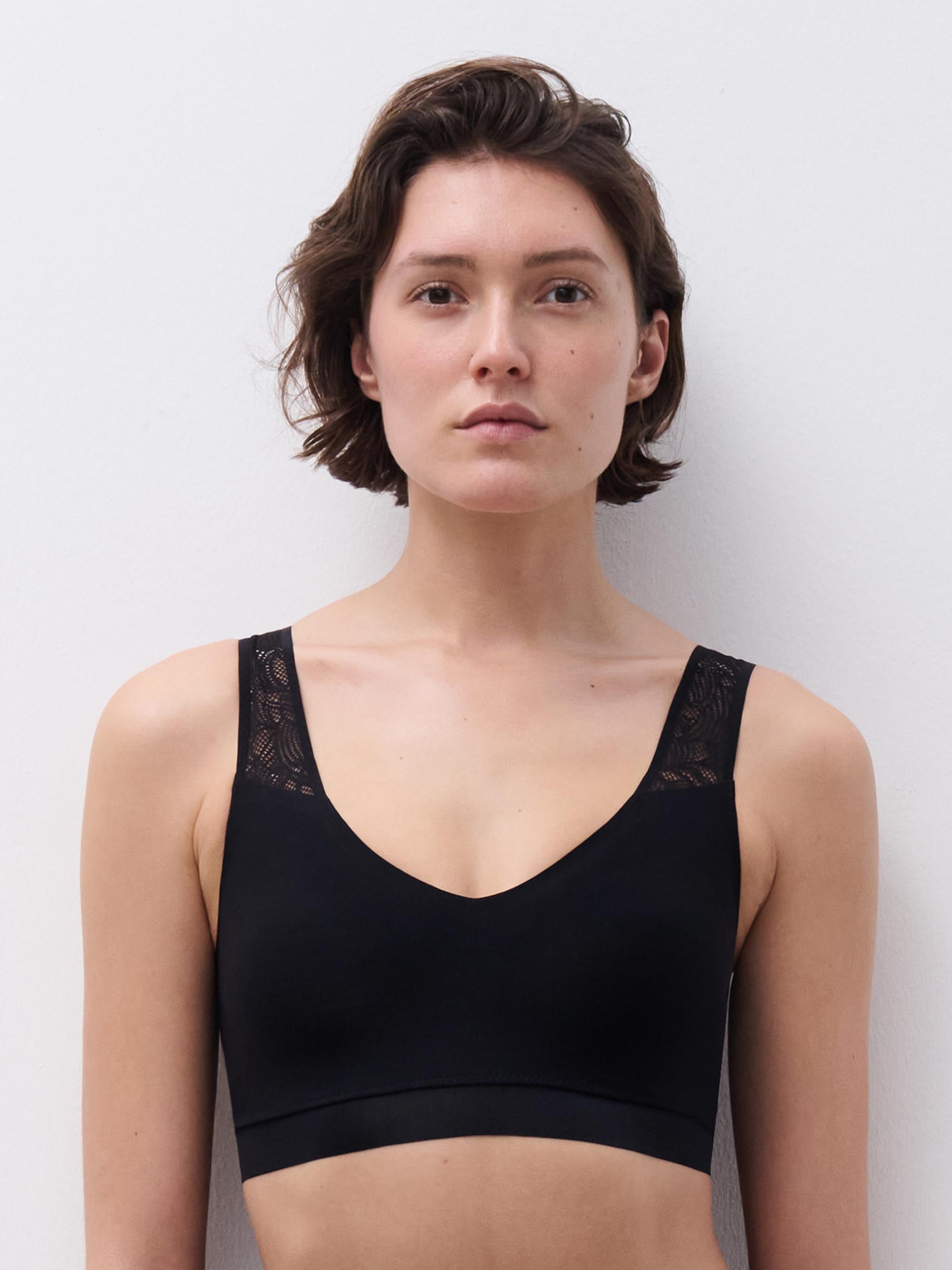 V-neck top kant - Zwart