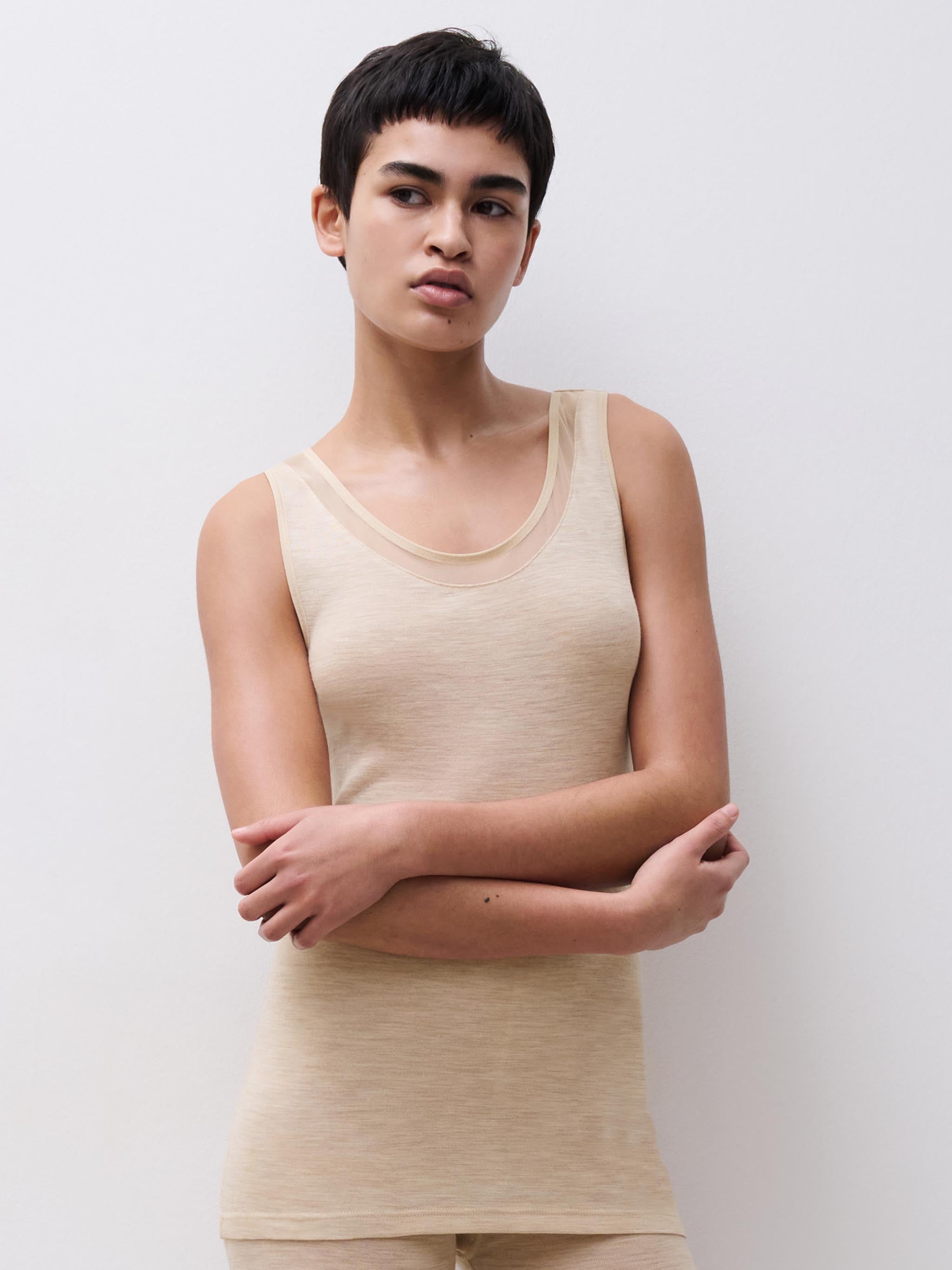 Juliana Singlet  - 100% Merino wol - Heather nude