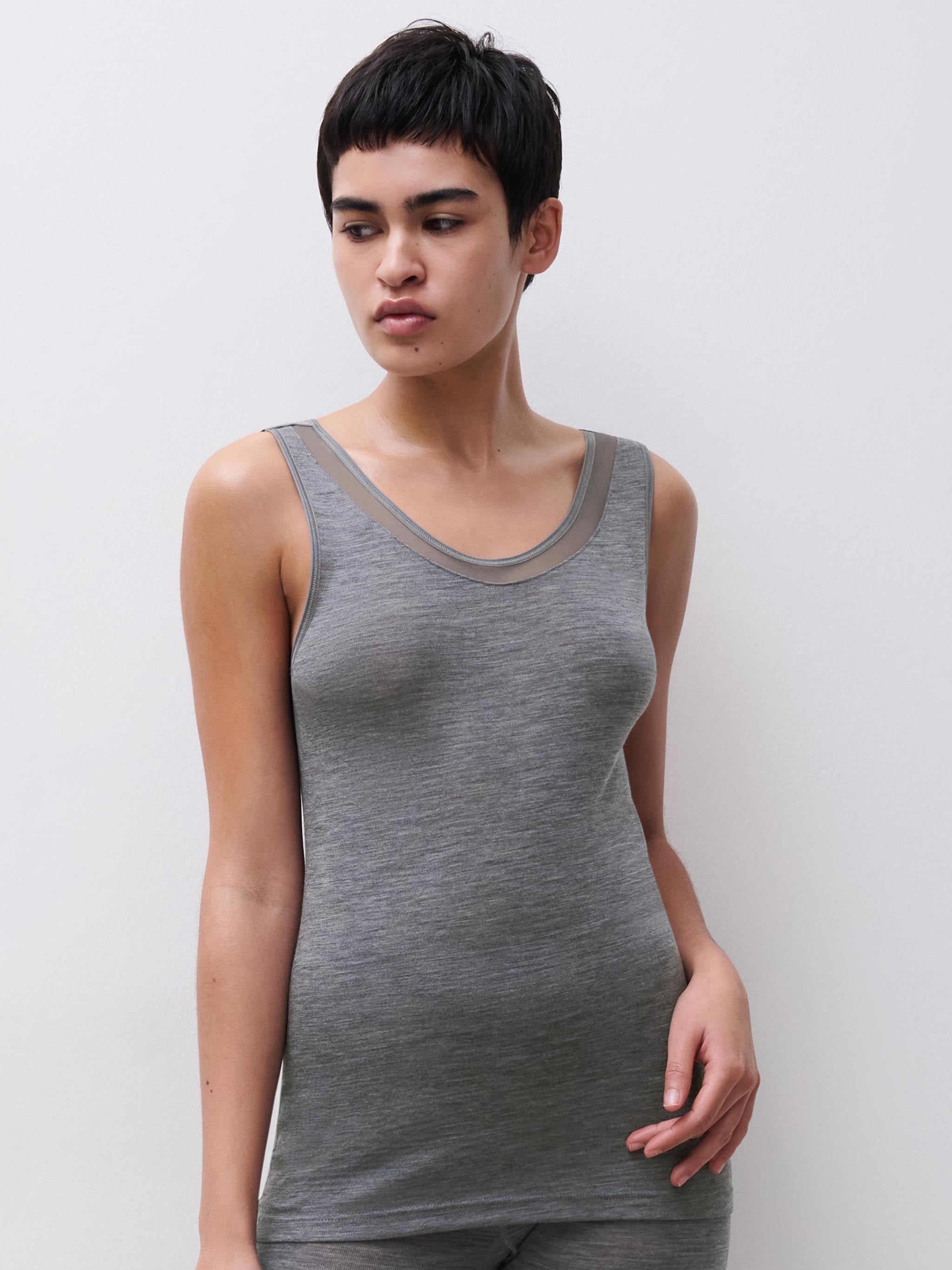 Singlet - 100% Merino wol - Heather grey