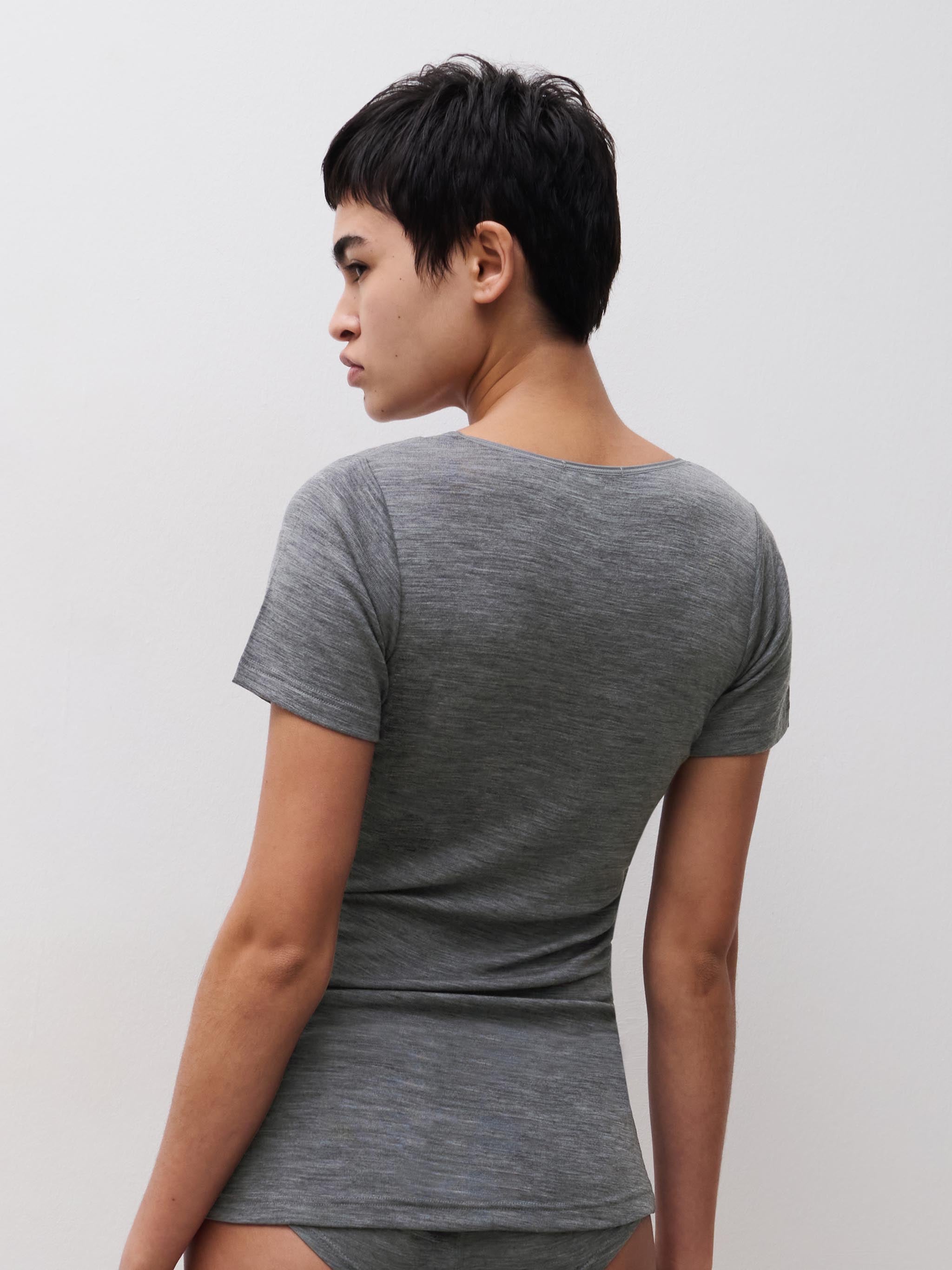 T-Shirt korte mouw - 100% Merino wol - Heather grey