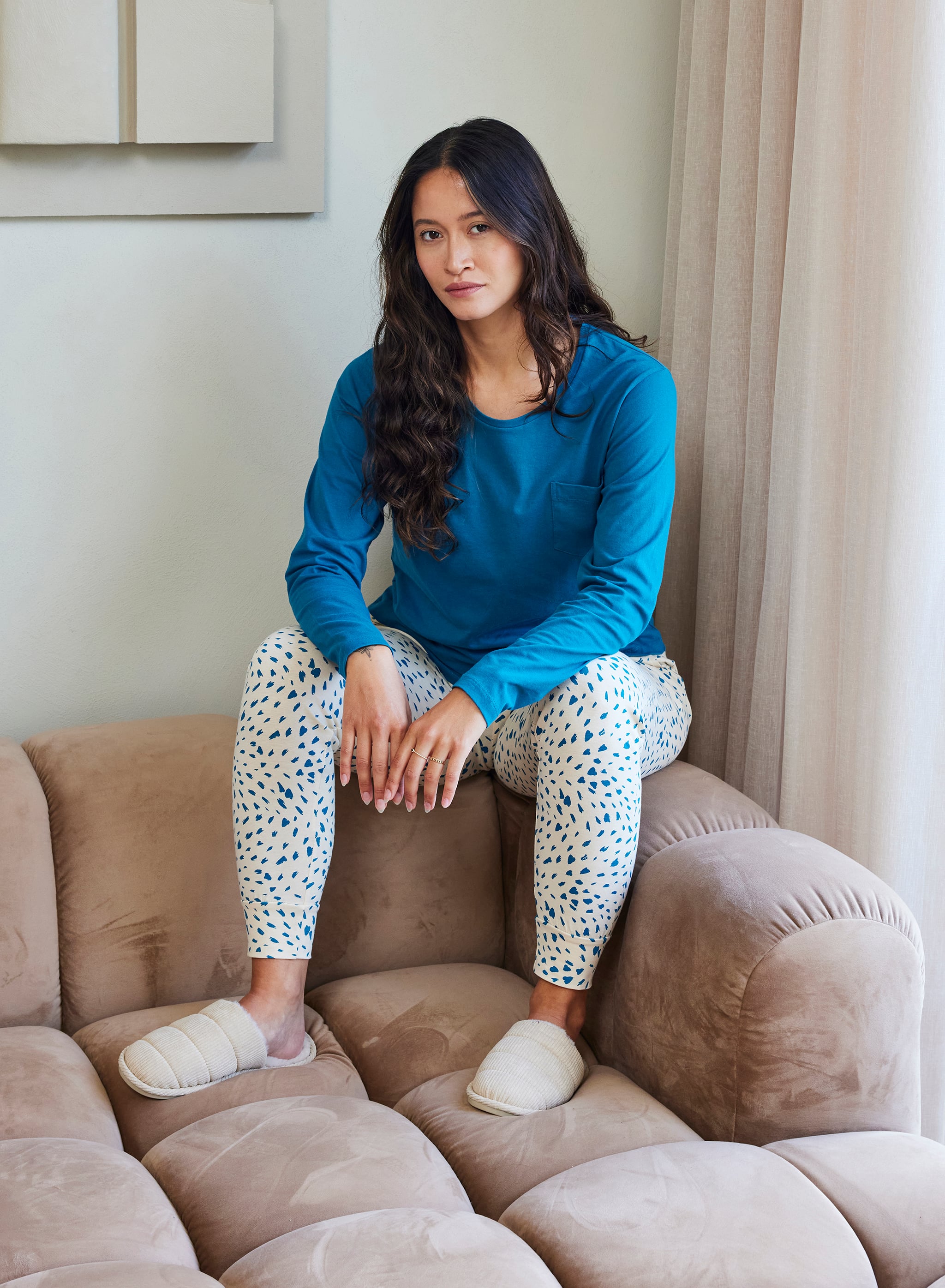 Pyjama lange mouw - Blue Painted Hearts