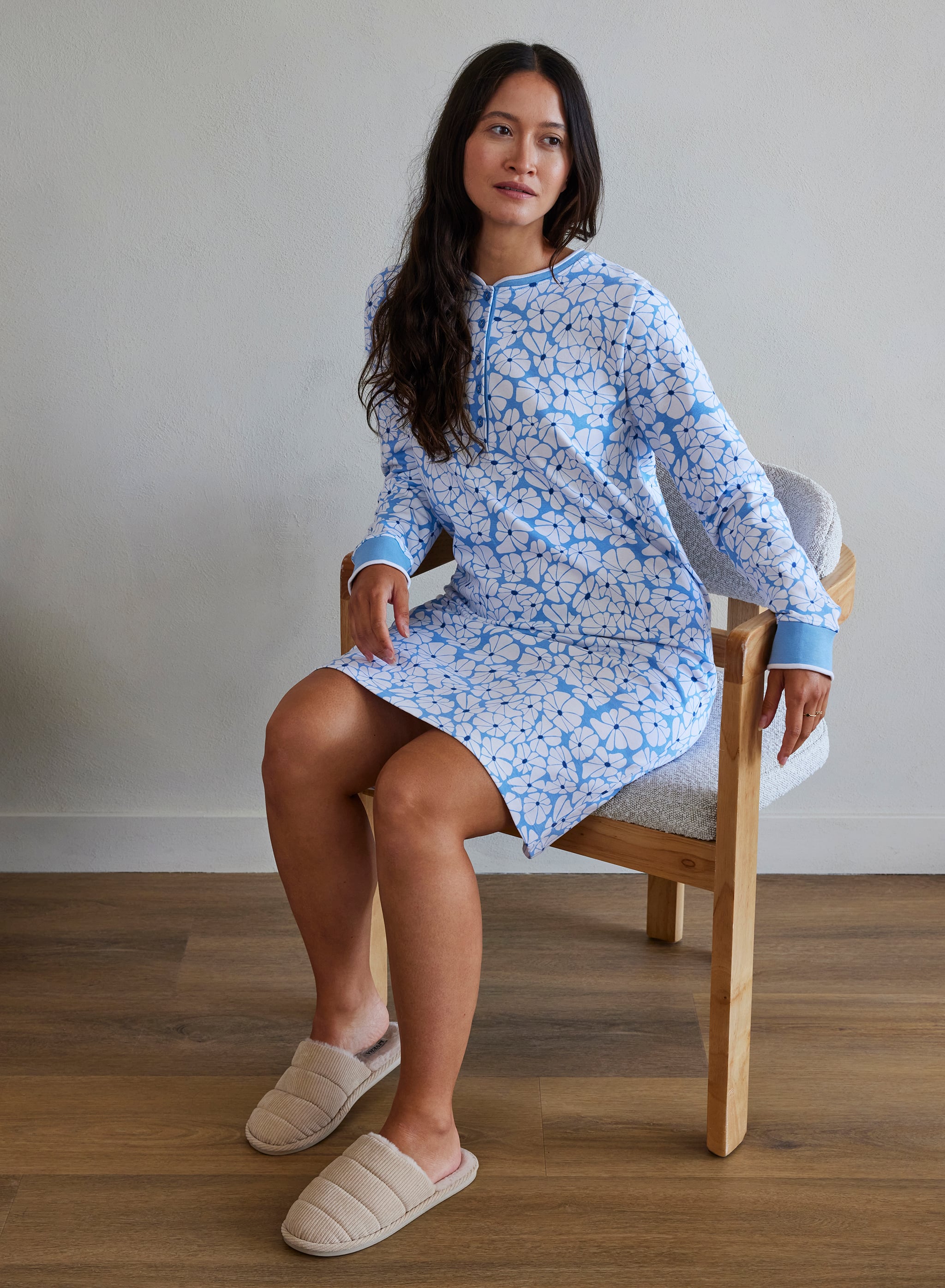 Nachthemd lange mouw - Blue Flower