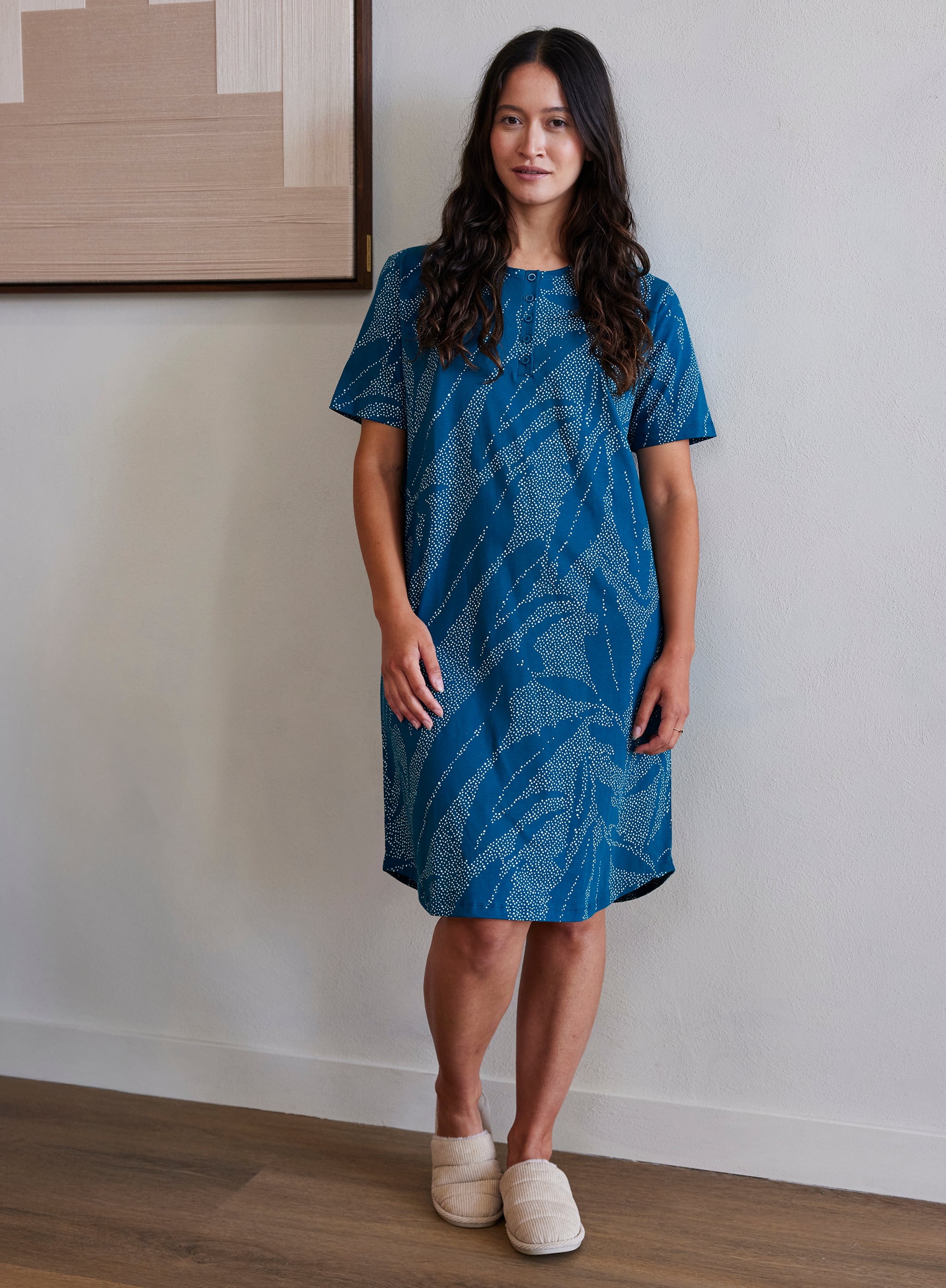 Nachthemd korte mouw - Donker Groen