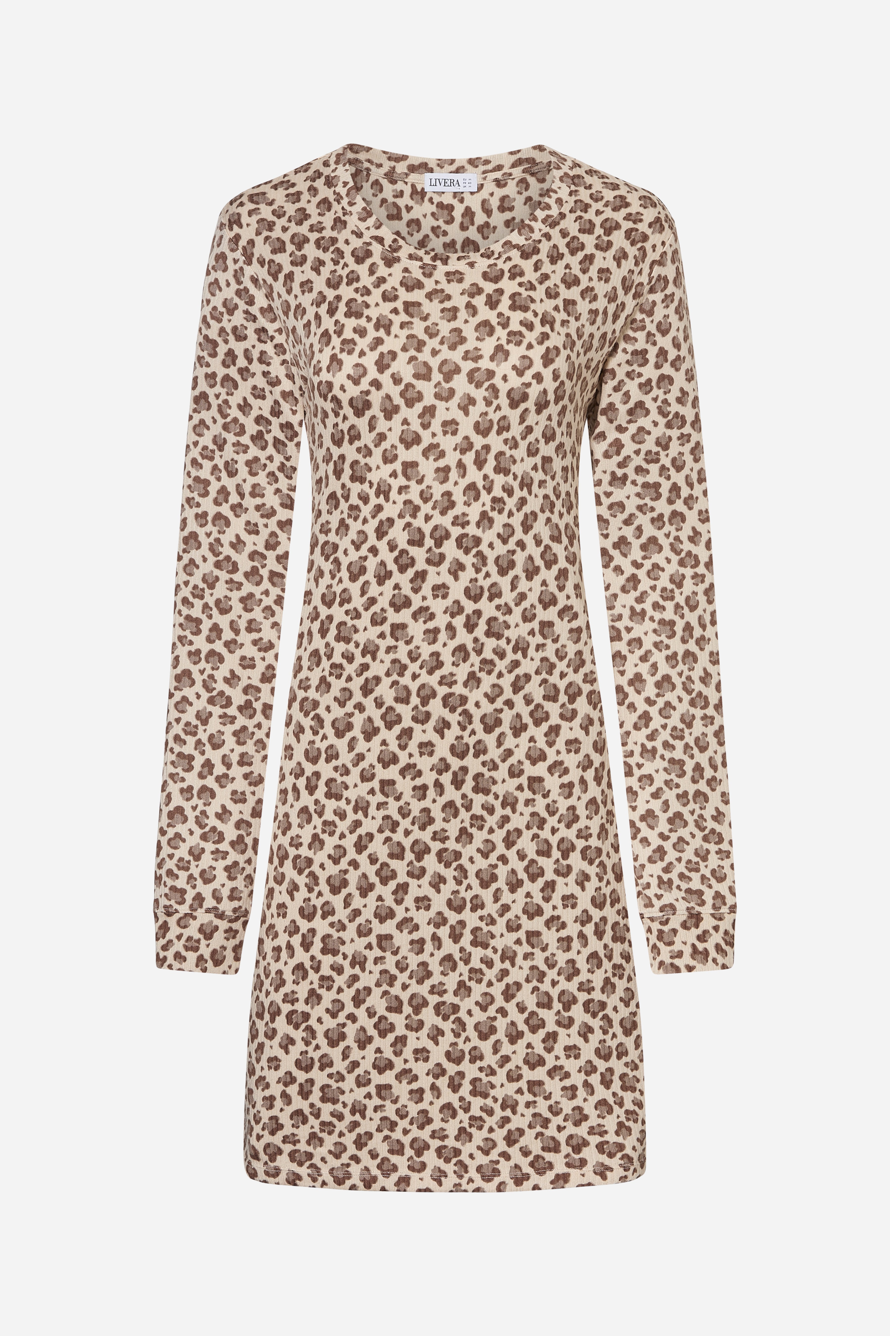 Nachthemd lange mouw - Cream Leopard