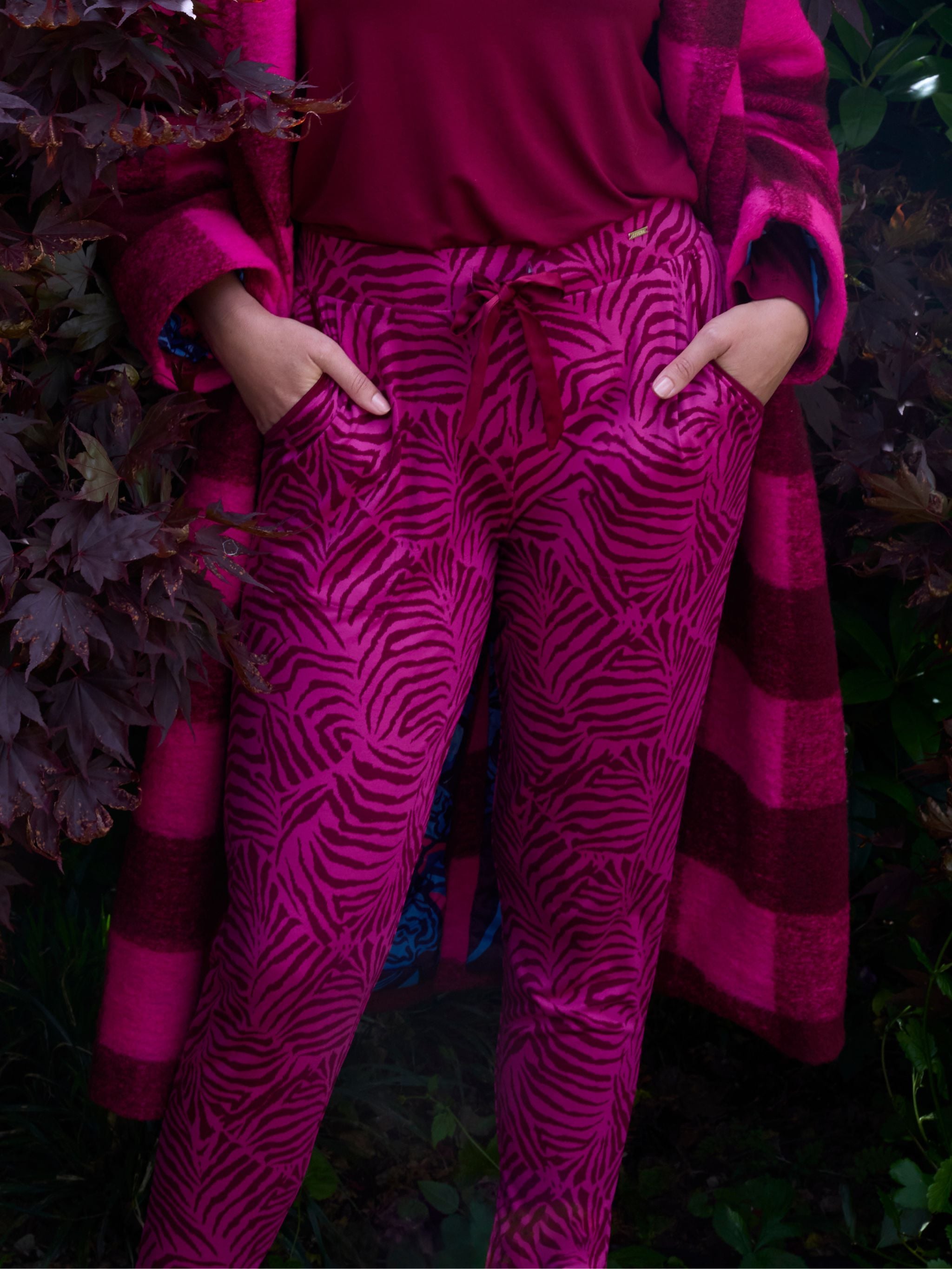 Lange broek - Fuchia Zebra Leaves