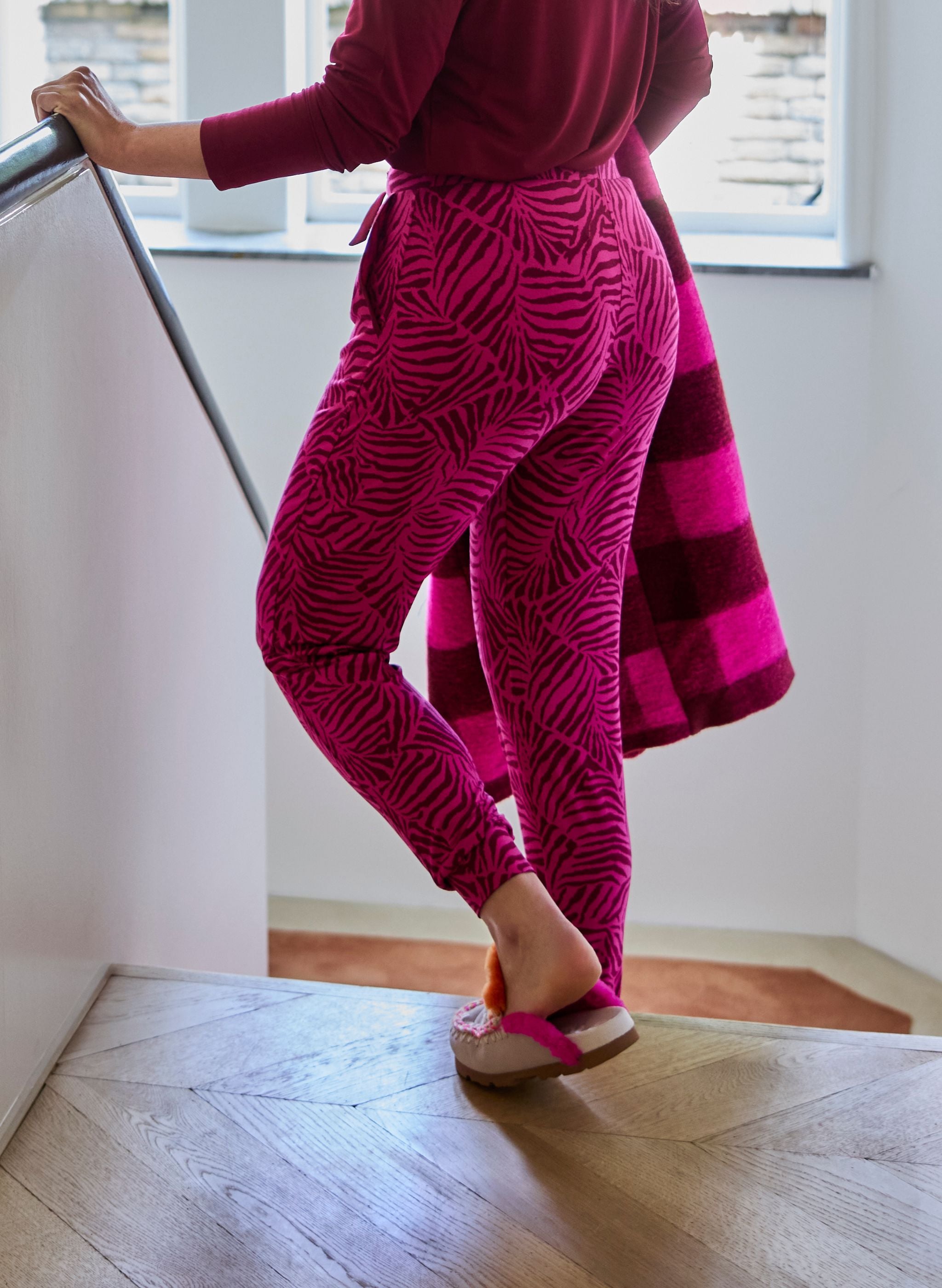 Lange broek - Fuchia Zebra Leaves